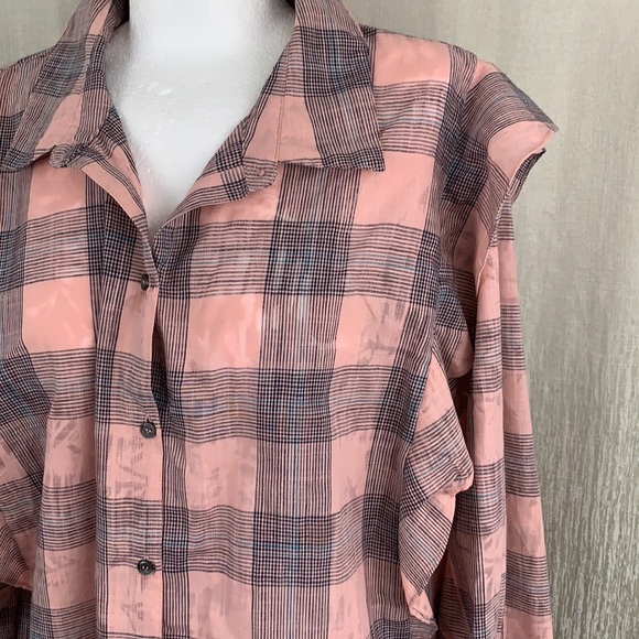 JESSICA SIMPSON NWT PINK BLUE PLAID TOP SIZE 2X - Picture 2 of 6